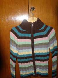 Swetr kolorowy w paski dziewczęcy 10-11 lat