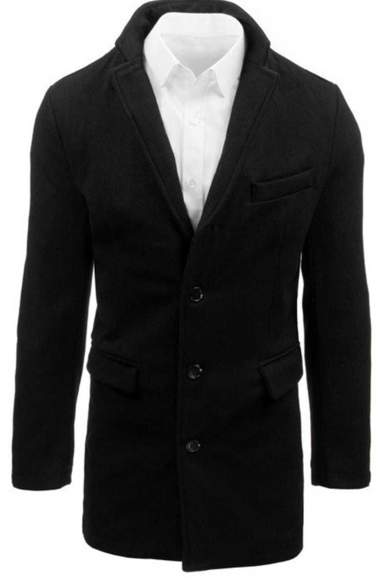 Elegancki płaszcz jesienny męski czarny Slim XXL ok 190 cm