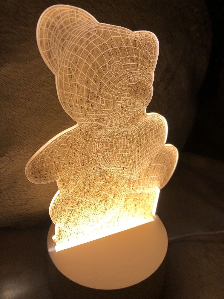Lampka Nocna Neonowa 3D LED/Usb, Miś z Sercem