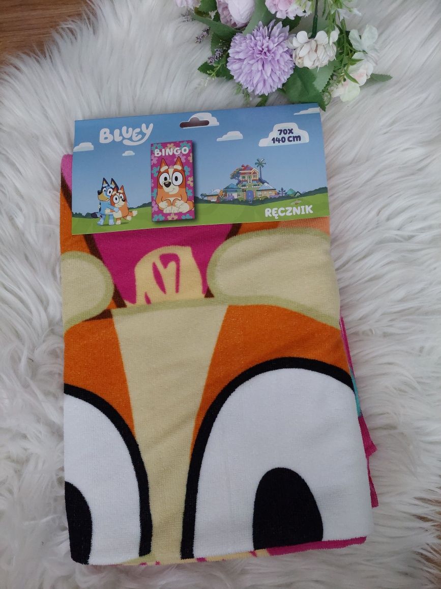 Ręcznik Bingo Bluey szybkoschnący dla dziewczynki duży plażowy kąpielo