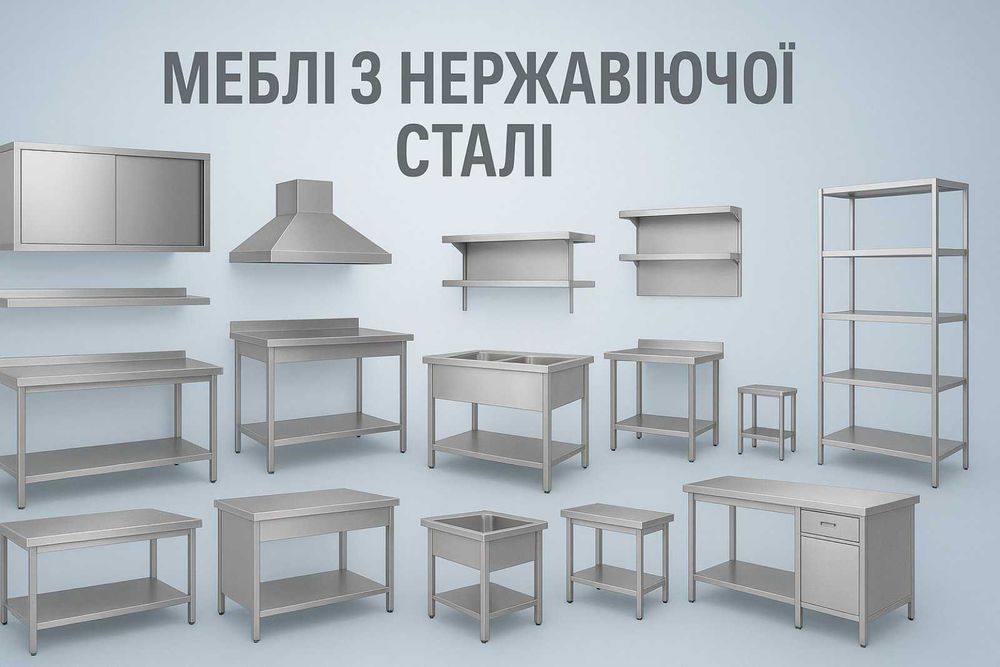 Нержавійка, Столи, Мийні ванни, Витяжки, Полиці