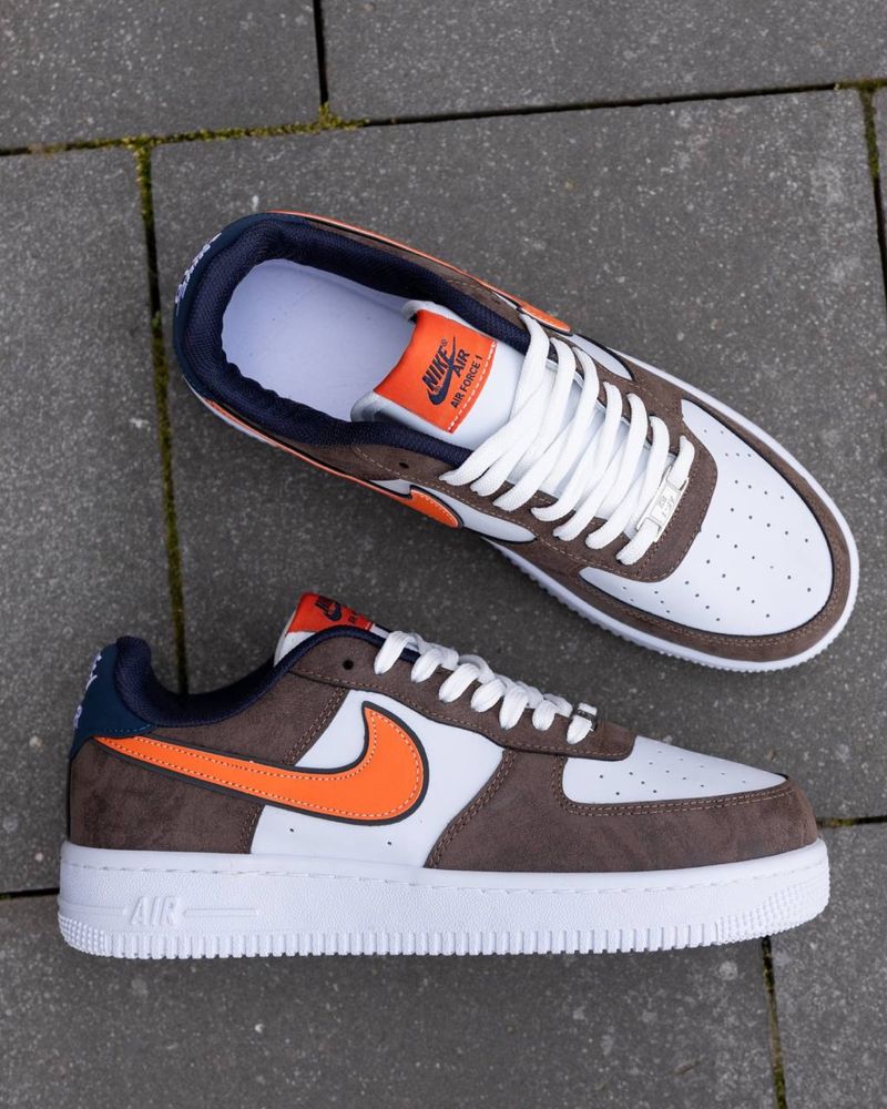 Чоловічі кросівки найк аір форс Nike Air Force Brown White Orange