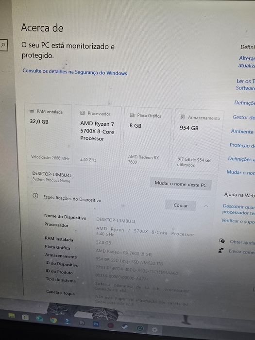 PC Gamer Ryzen 7 + RX 7600 + 32GB RAM + SSD 1TB