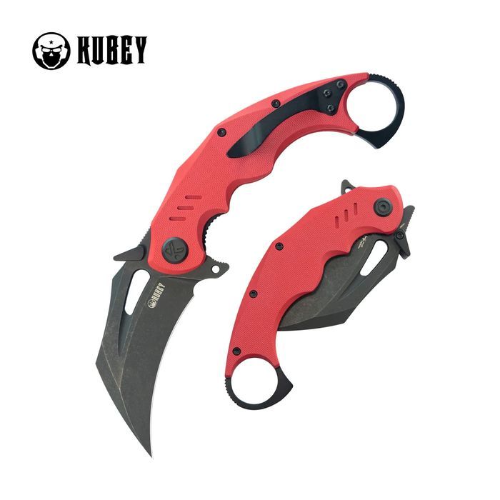 Nóż składany Kubey Wrath Red G10, Blackwashed 14C26N by MUZI Design (K