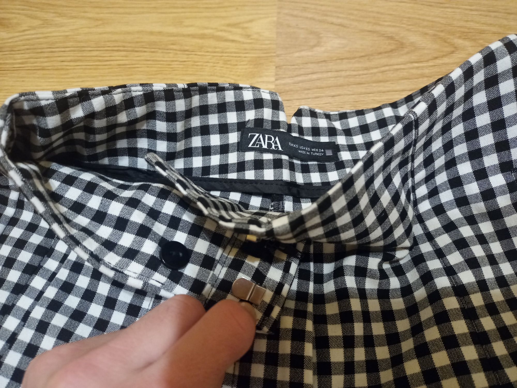 Spodnie chinosy zara w kratke vichy 36