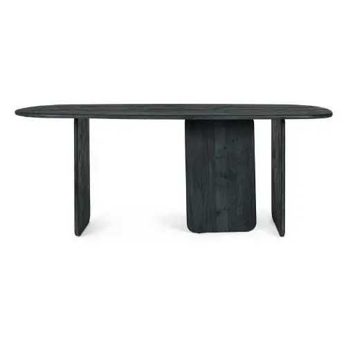 Drewniany duży stół do jadalni Nayana czarny 100x200x76cm Bizzotto