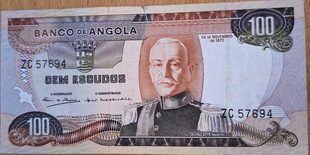 Nota de 100 Escudos de Angola, Marechal Carmona