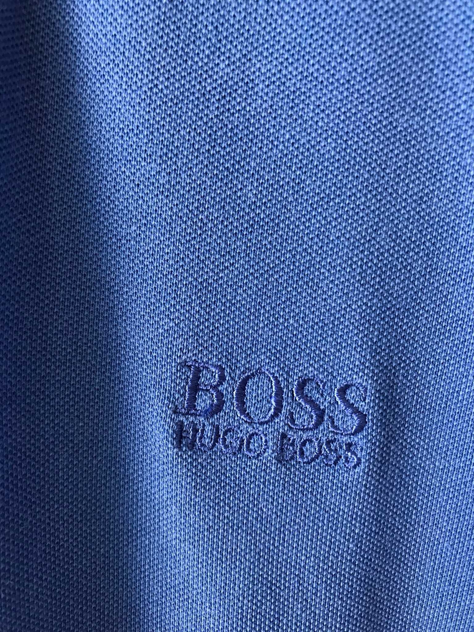Bawełniana koszulka polo męska Boss S królewski niebieski haft logo