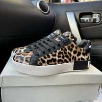Жіночі кеди кросівки дольче леопард Dolce & Gabanna leopard шкіра