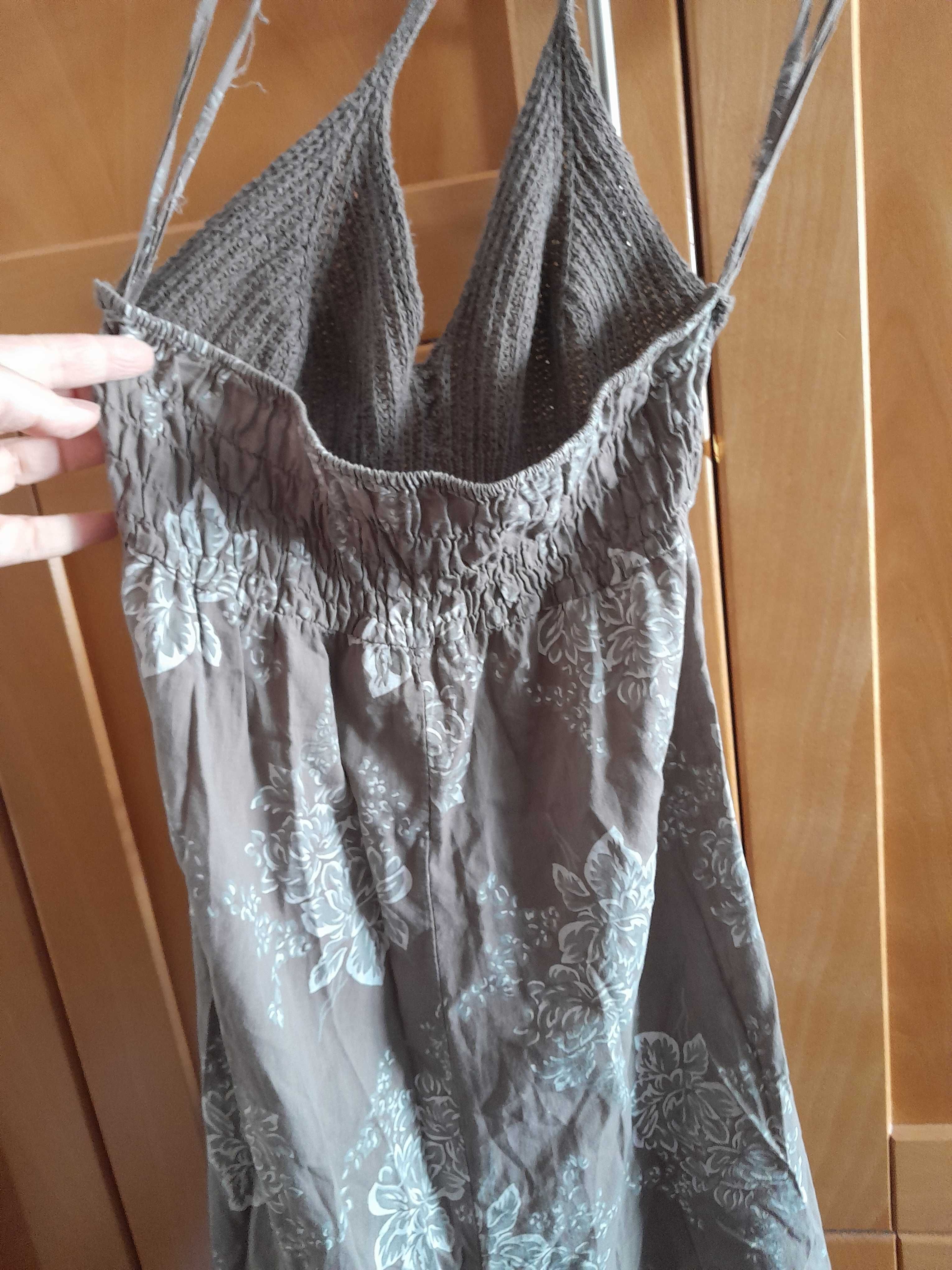 Vestido combinado croché e algodão, M
