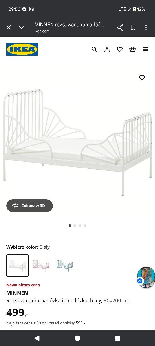 Łóżko rosnące wraz z dzieckiem +materac Ikea minnen