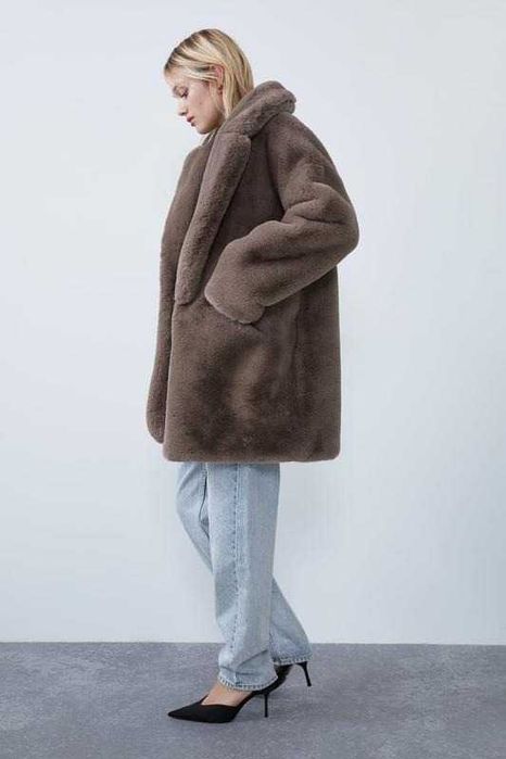 Шикарная шуба Zara эко мех мутон  премиум! оверсайз оригинал