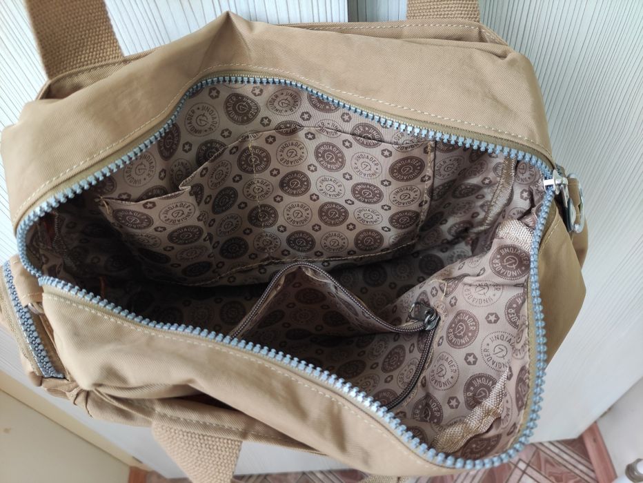 Жіноча текстильна сумка з довгими ручками бежева