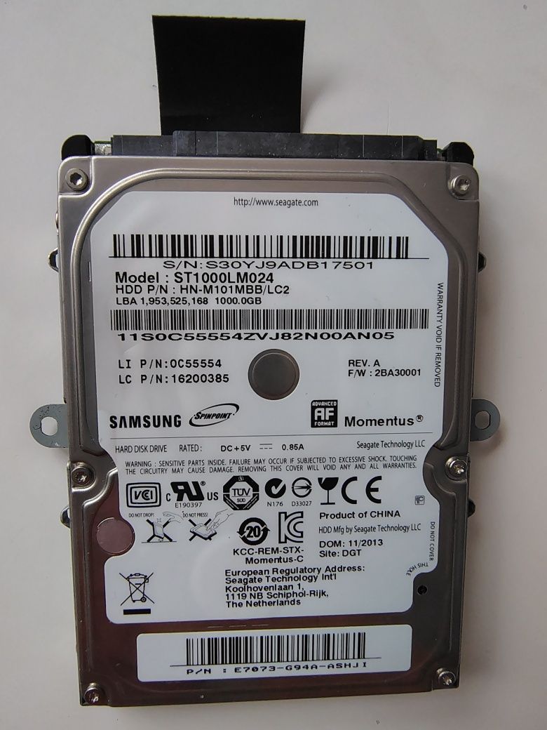 Dysk HDD P/N : HN-M101 MBB Samsung model ST1000LM024
