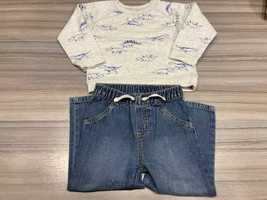 Bluza dinozaury i jeansy - Carter's - rozmiar 92