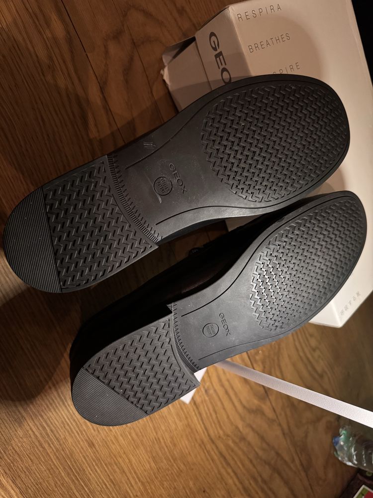 Nowe mokasyny Geox U641ZB – męskie, czarne, skóra – rozmiar 47