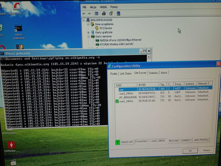 Karta Wifi NWH3012 Wireless PCI Ralink RT2460P Windows 98 Me 2000 XP