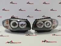 Faróis Angel Eyes CCFL BMW Série E81 E82 E87 E88 Fundo Preto