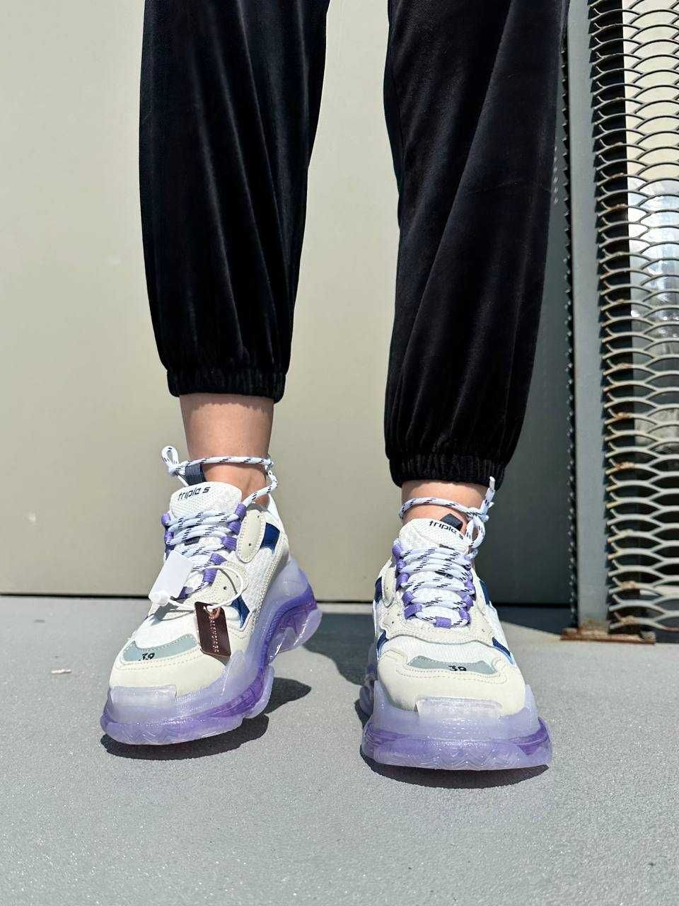 Женские кроссовки Balenciaga Triple S Clear Sole White Violet 36-40