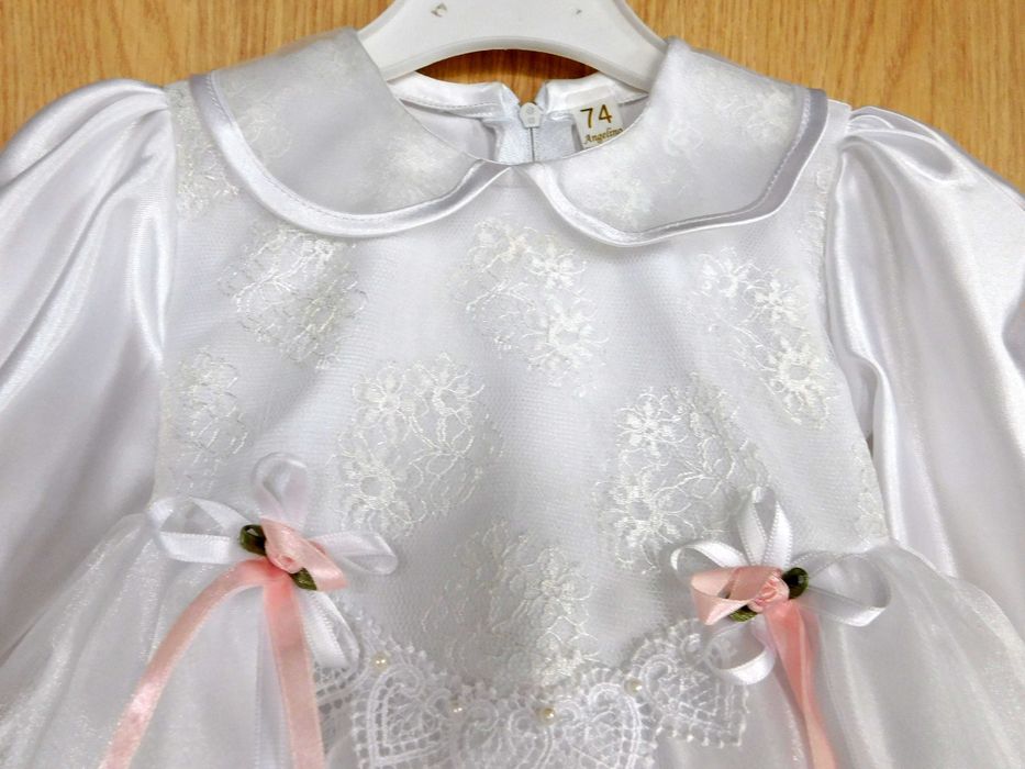 Sukienka, sukieneczka do chrztu 74 + kapelusiki