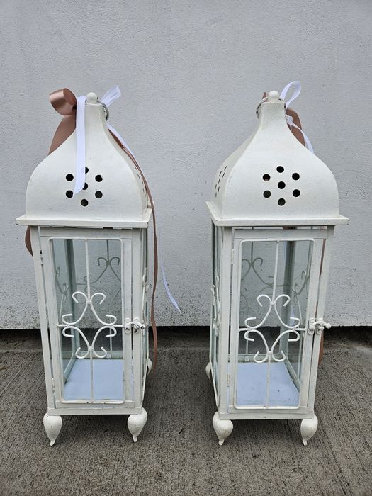 Latarnie, lampiony, latarenki metalowe białe
