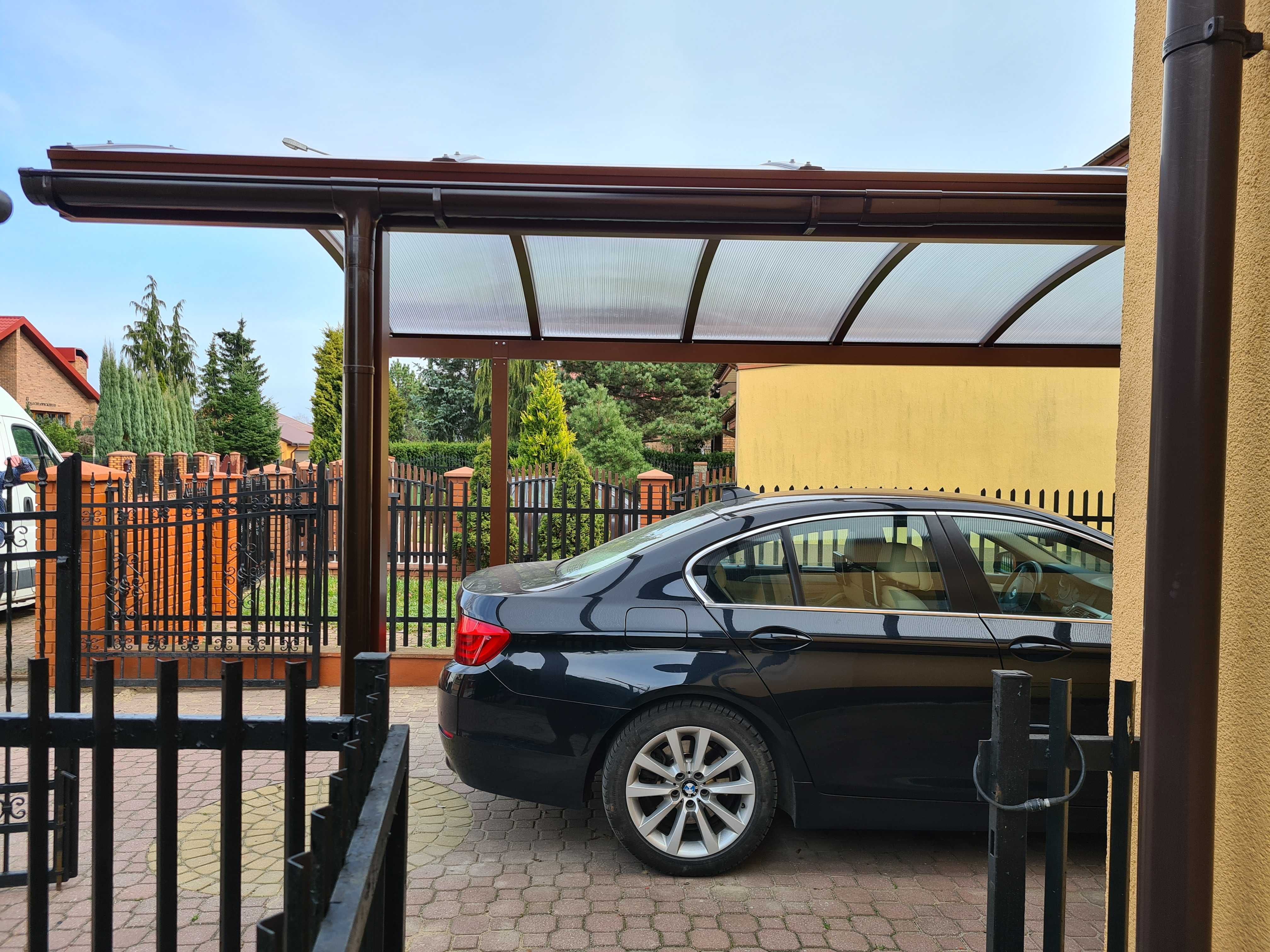 Wiata samochodowa na 1 samochód Aluminium poliwęglan antracyt