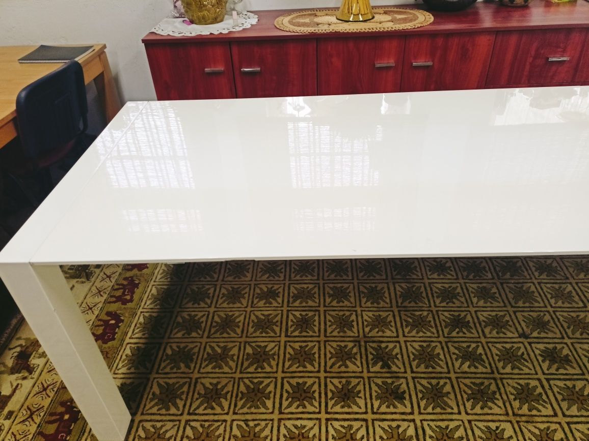 Stół rozkładany, biały połysk,glamour.