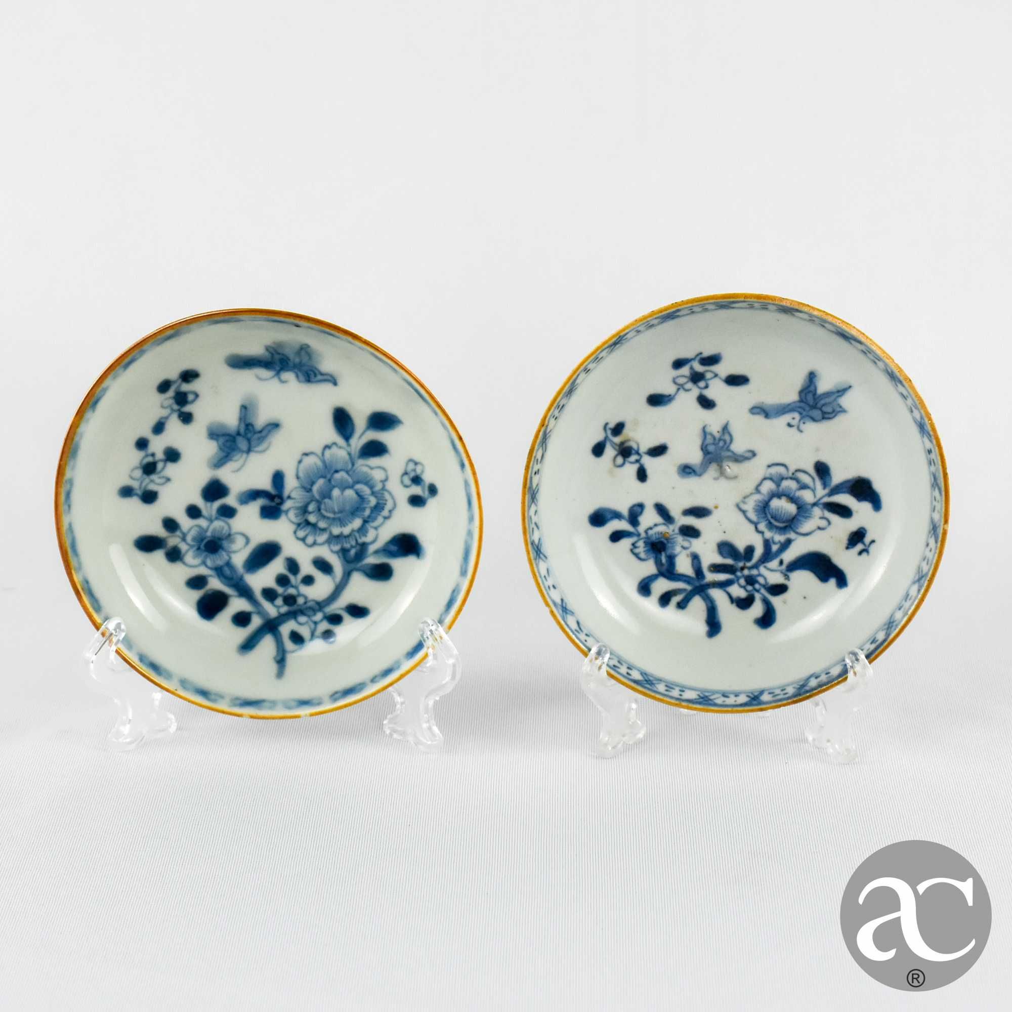 Par de Covilhetes / Pratos Porcelana da China Kangxi séc. XVII / XVIII