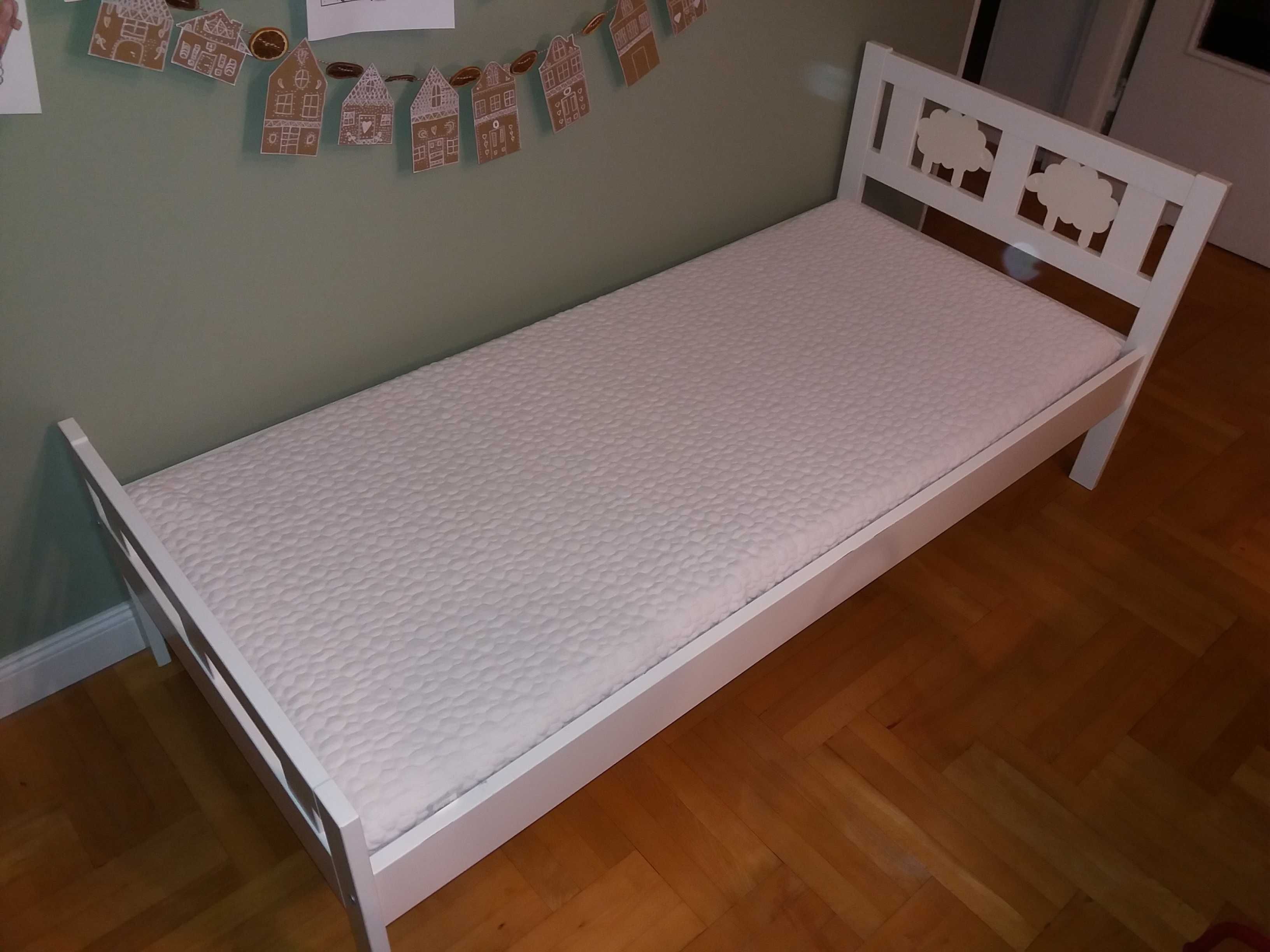 KRITTER Łóżko dziecięce IKEA, białe, 70x160 cm z materacem HEVEA