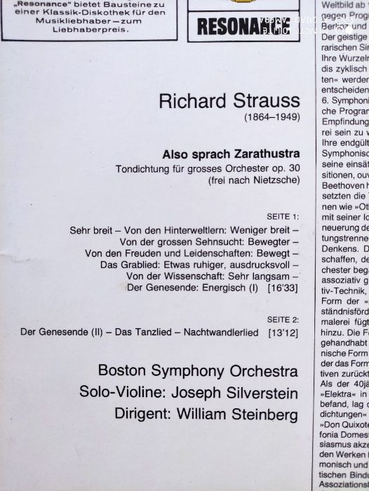 R. Strauss Also sprach Zarathustra winyl Boston Symphony Deutsche Gra