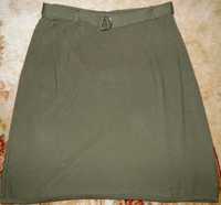 Зелёная трикотажная юбка Женская юбка 54 размер Длина 65 см Хаки