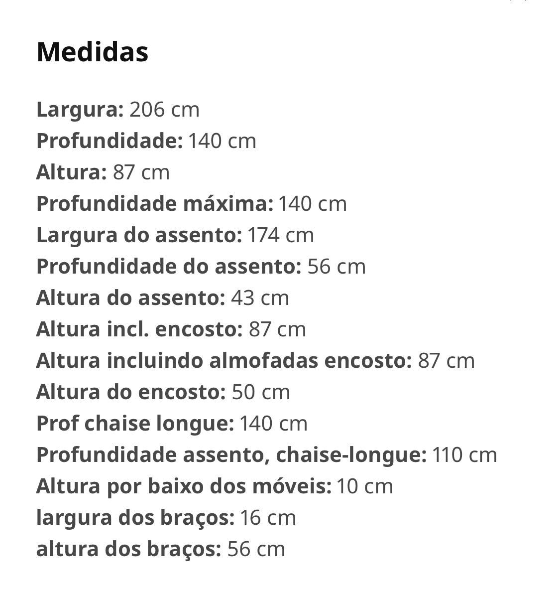 sofa IKEA de tecido com chaise-longues (com pouco uso) Ótimo estado.