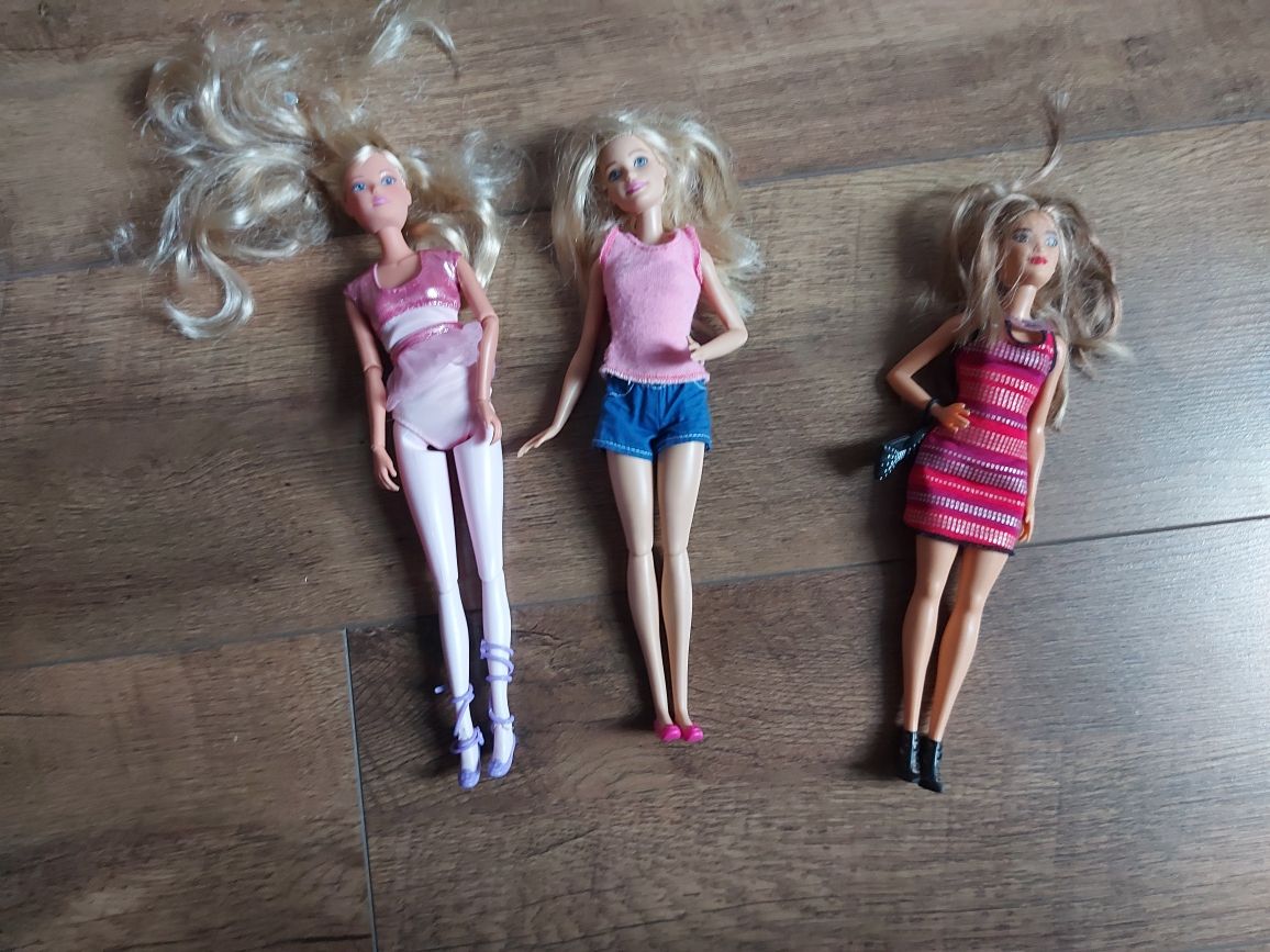 3 lalki barbie, dwie mattel jedna hasbro