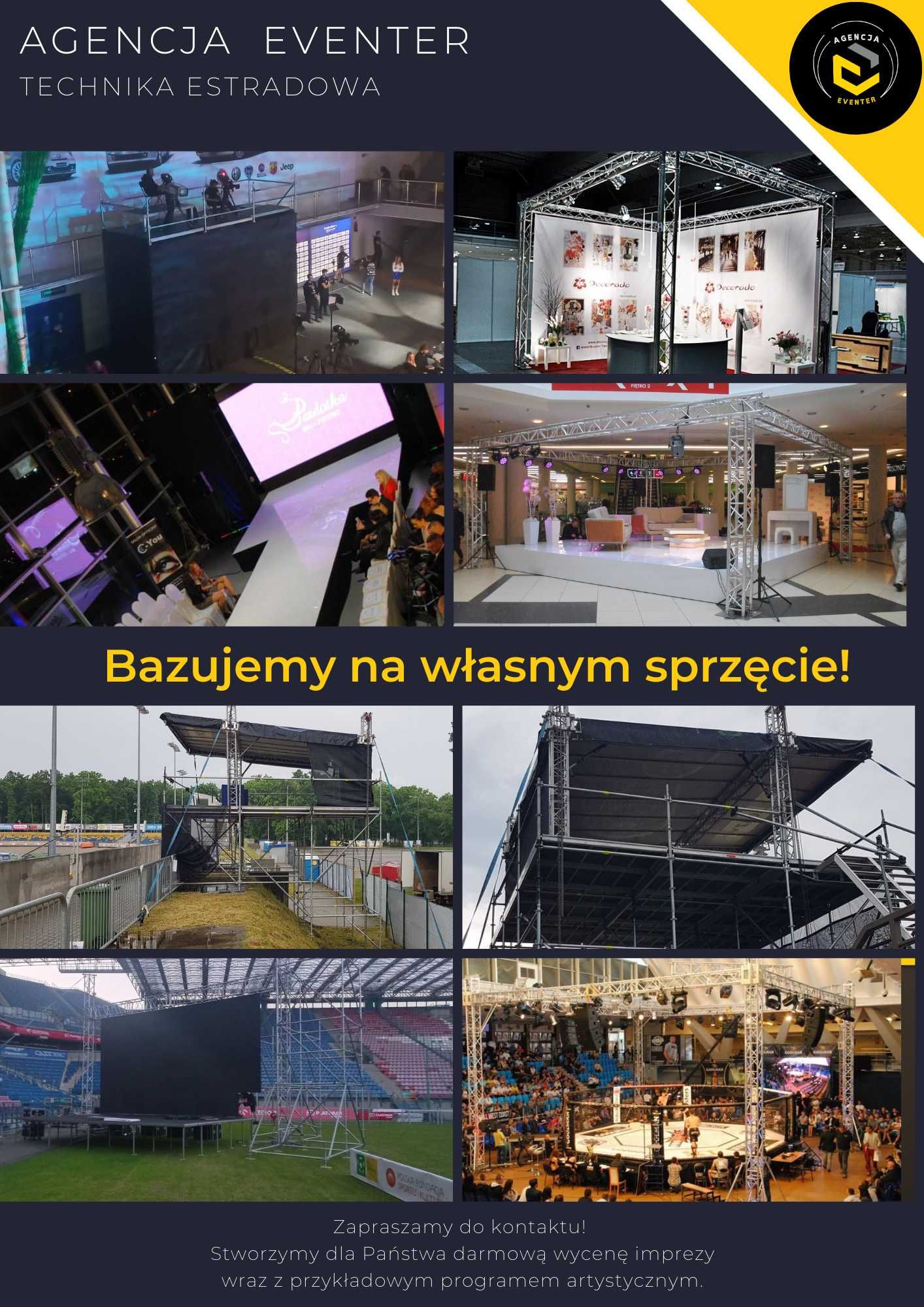 Wynajem sceny, podesty sceniczne, wieże pod telebim