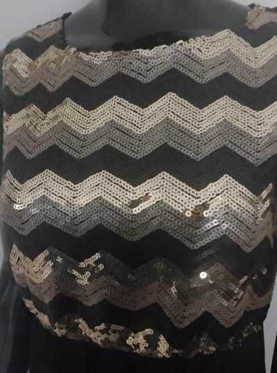 Sukienka czarna długa z cekinami rozmiar L (dd8)