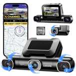 AZDOME Kamera Samochodowa 4K 360 Stopni 128GB WiFi IR Nocny Tryb