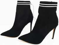 Zamszowe czarne botki steve madden 36 styl ROCKOKO