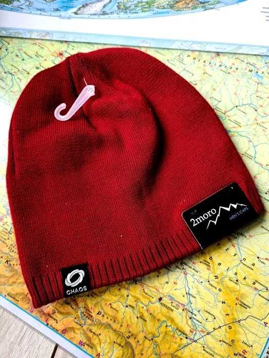 Męska czapka jesienna nowa Czerwona modna ocieplana 2Moro