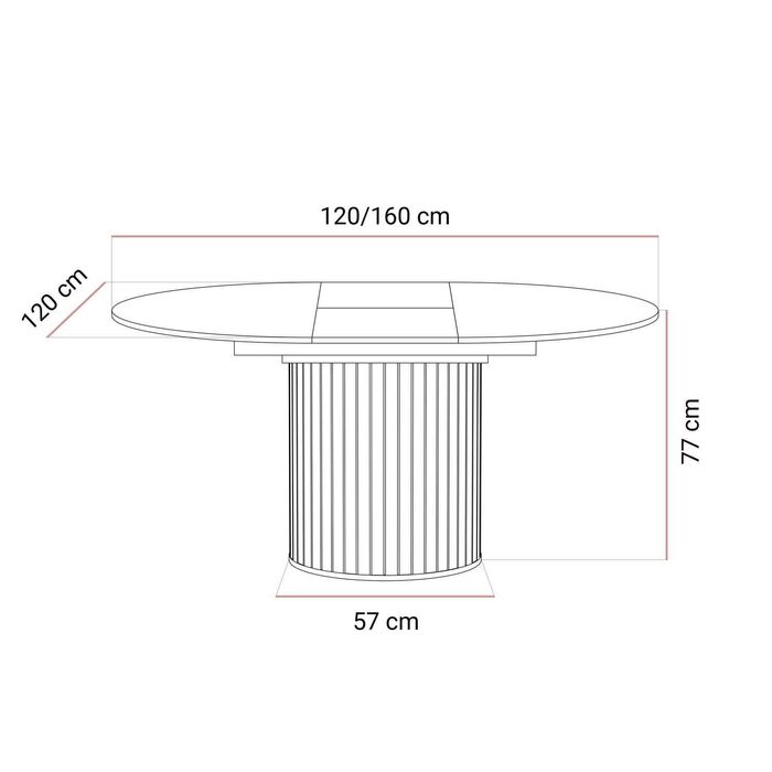 Stół okrągły ELLIE rozkładany 120-160 cm kaszmir mat