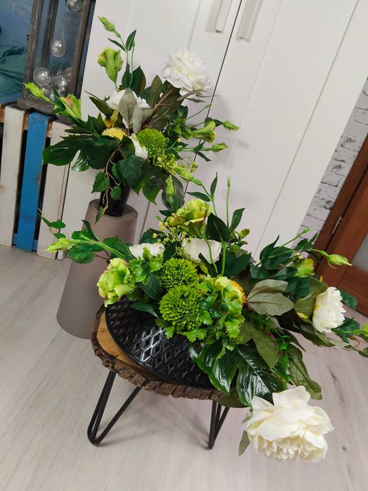 Piękny komplet nagrobny piwonia, eustoma, bluszcz