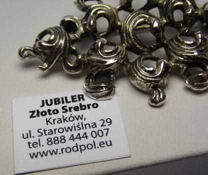 Srebrna broszka ciekawy wzór sygn. B.A.S (Blachian Antik Schmuck)