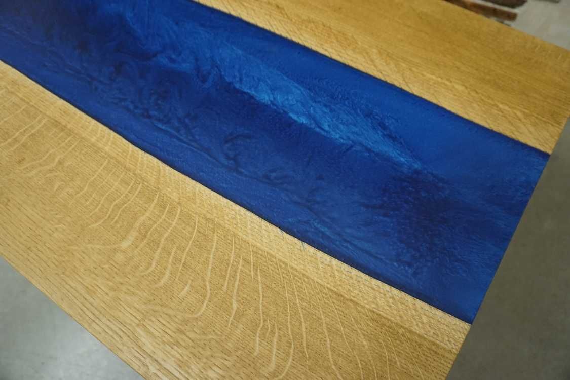 ława stolik kawowy rzeczna niebieska żywica 100x50  -30%