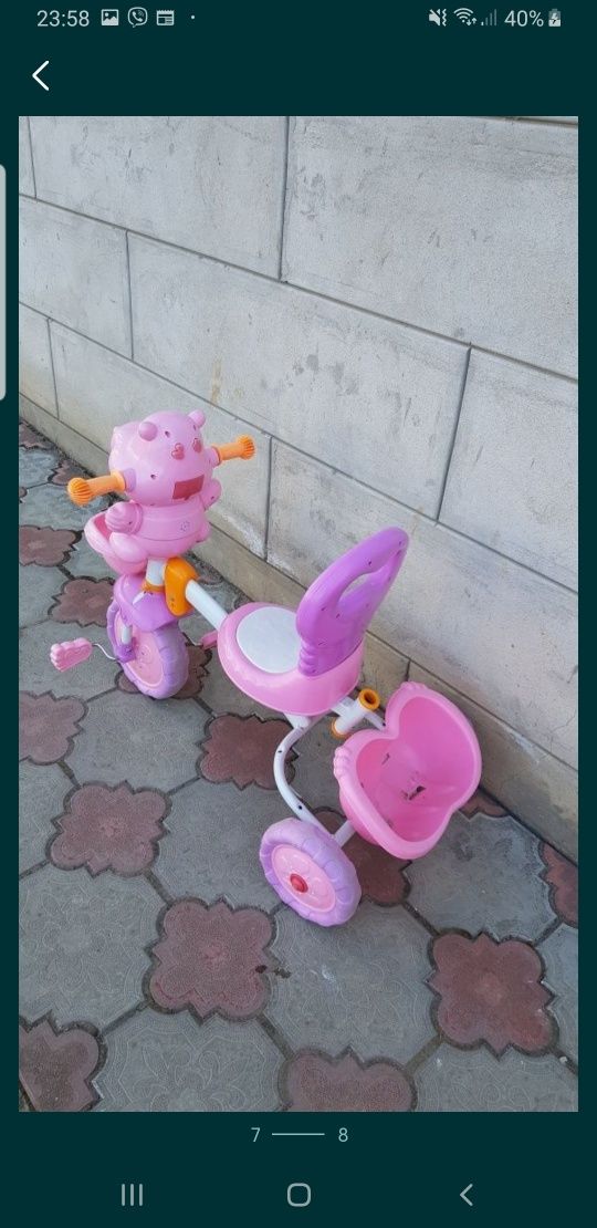 Красивый розовый рожевий велосипед ровер велик музыкальный для девочки