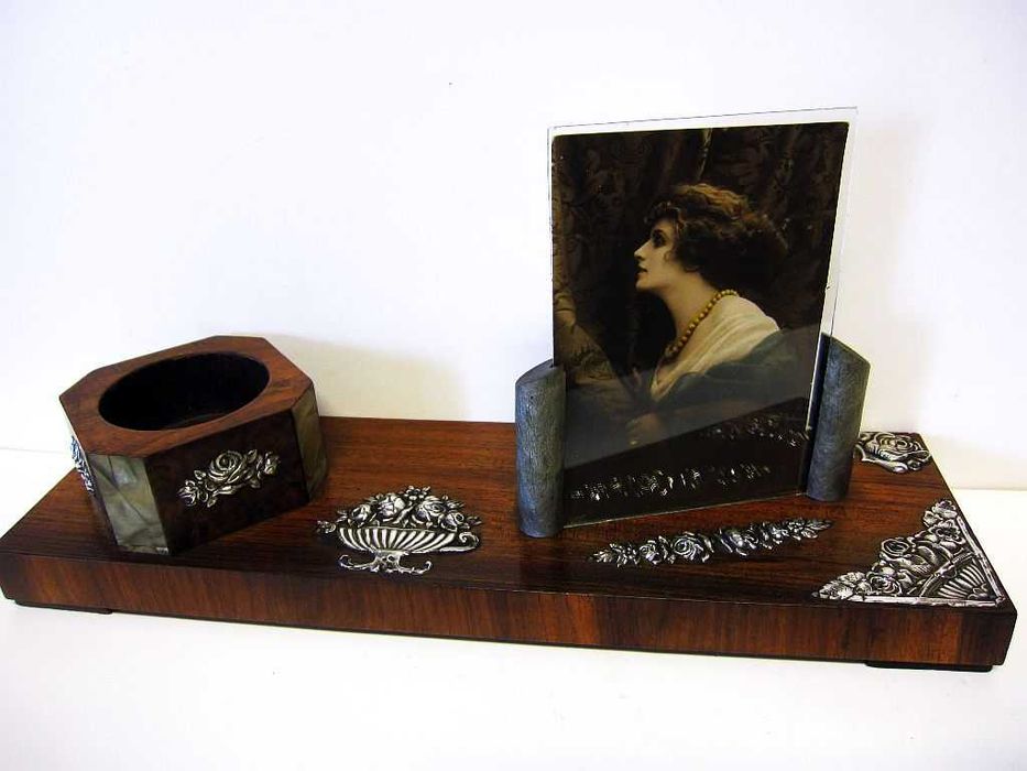 vintage moldura de mesa secretária com suporte-aplicações em prata