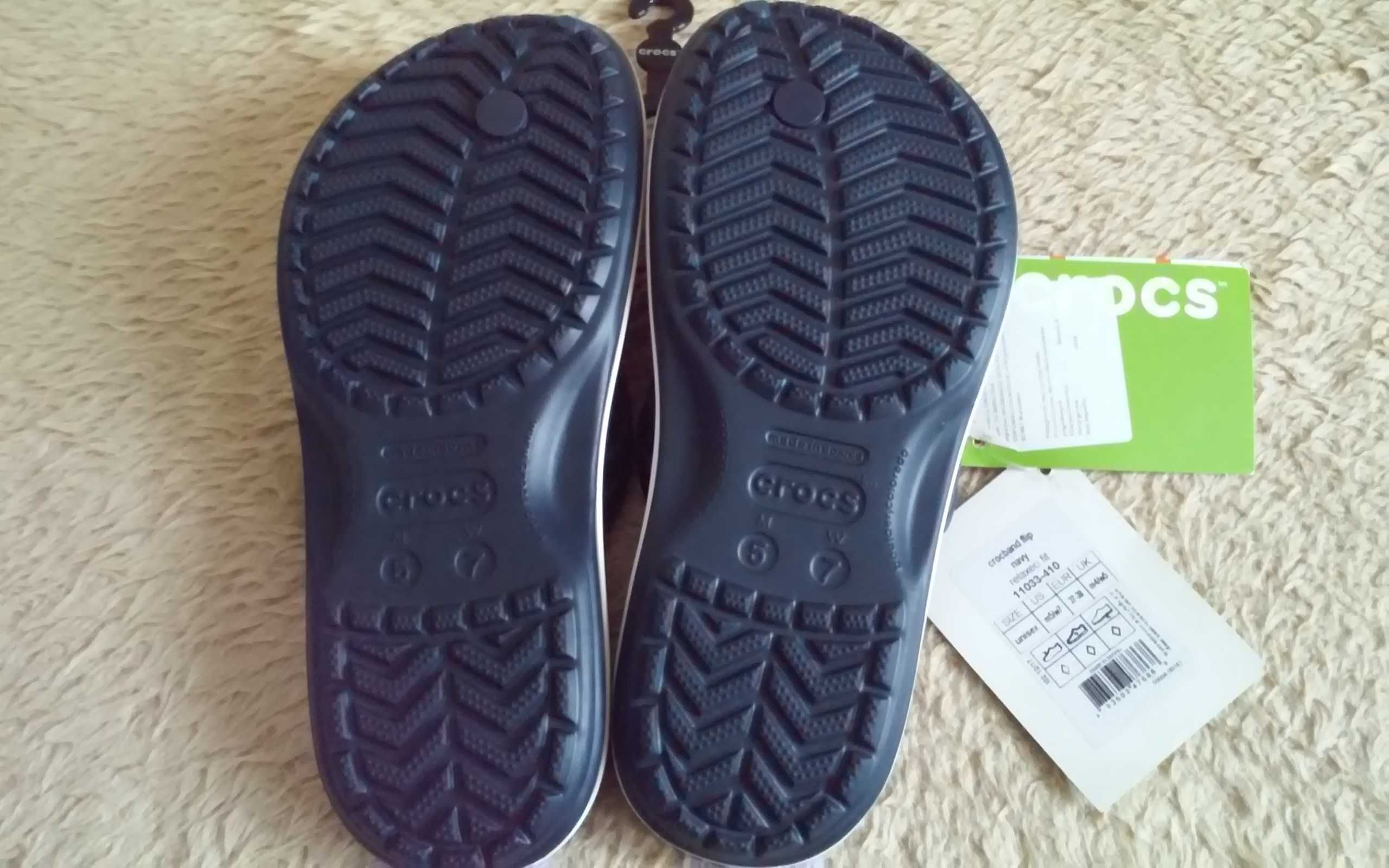 Japonki Crocs W 7 wkładka 25 cm.granatowe nowe