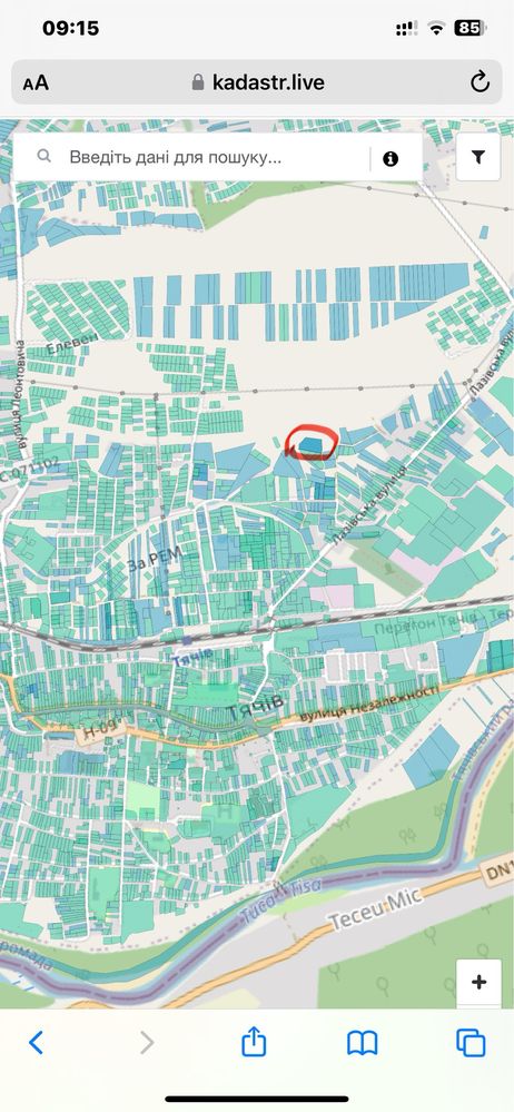 Земельна ділянка в м. Тячів під котеджне містечко