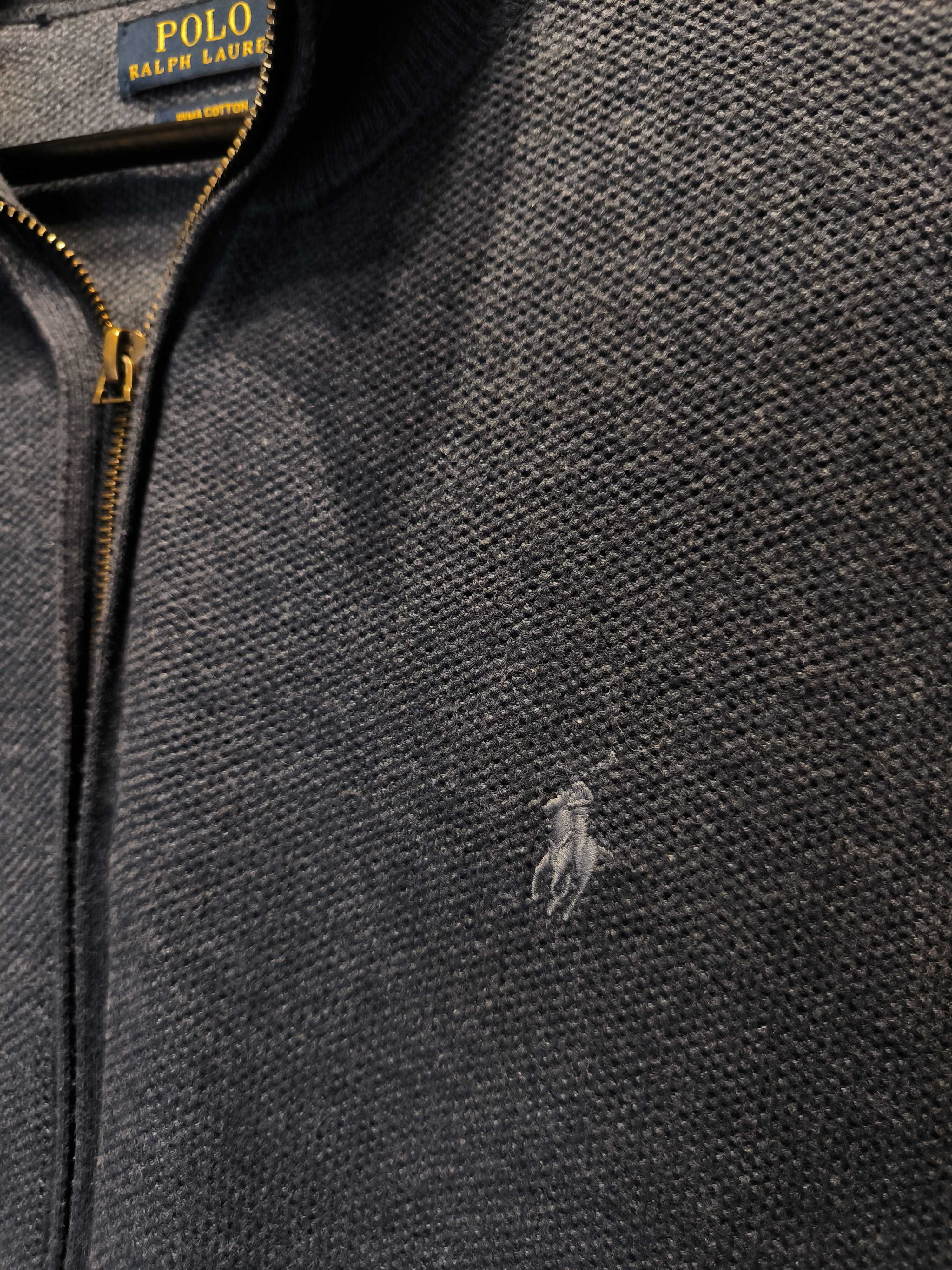 Bluza Rozpinana Ralph Lauren Szara Logo Zip