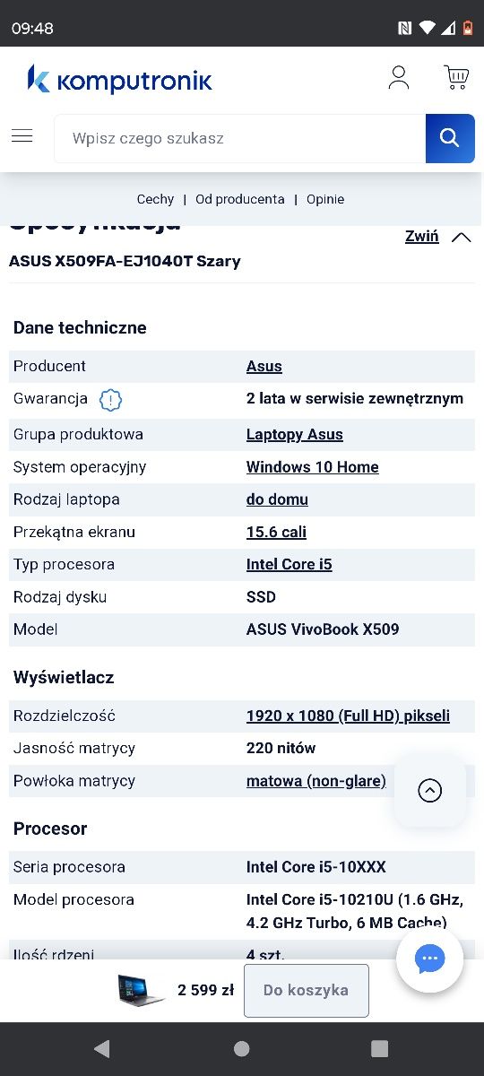 Laptop Asus 8 ram, Intel 5