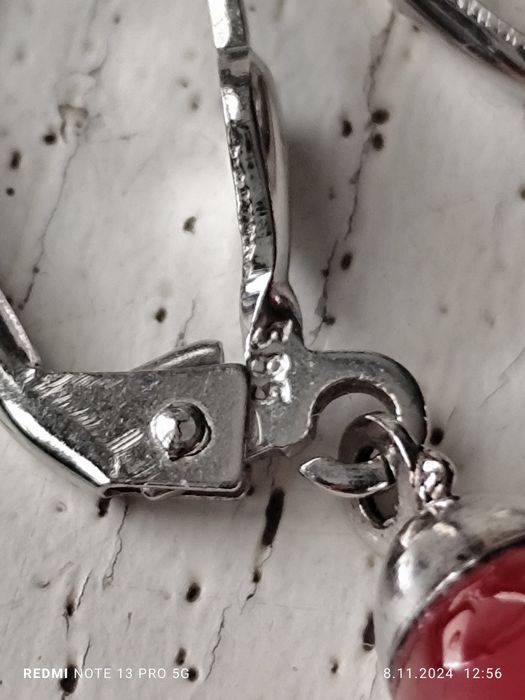 Złote kolczyki - białe złoto 585