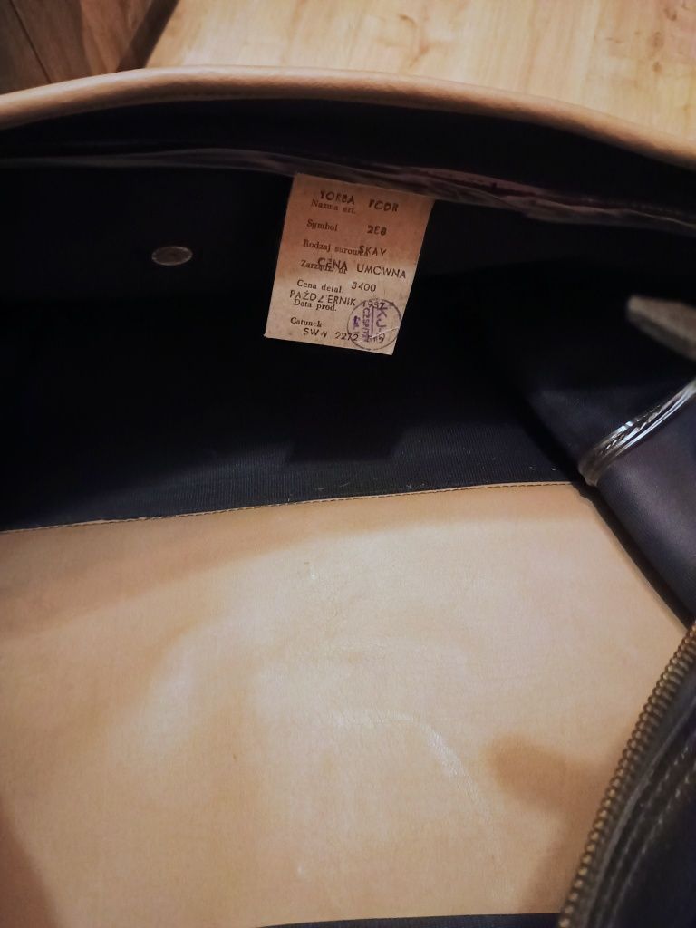 Retro torba podróżna z grubego skaju, stan bdb. Asko Bydgoszcz